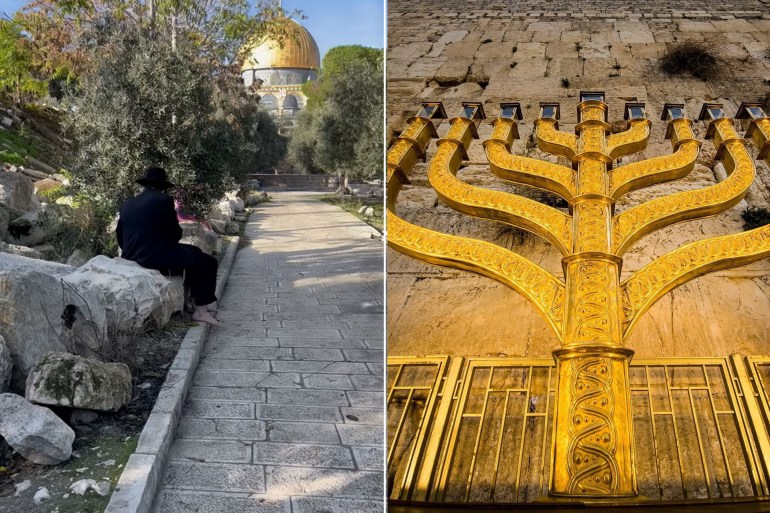 القدس-المسجد الأقصى-10 ديسبمر-2023-لحظة إشعال أحد المستوطنين 3 شمعات داخل الأقصى في اليوم الثالث من عيد الأنوار-مواقع التواصل