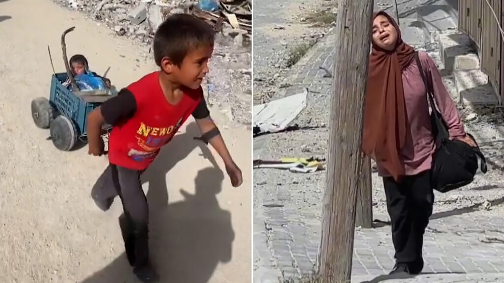 تحدٍ رغم الألم.. قسوة مشاهد نزوح أطفال بيت لاهيا تثير تفاعل مغردين