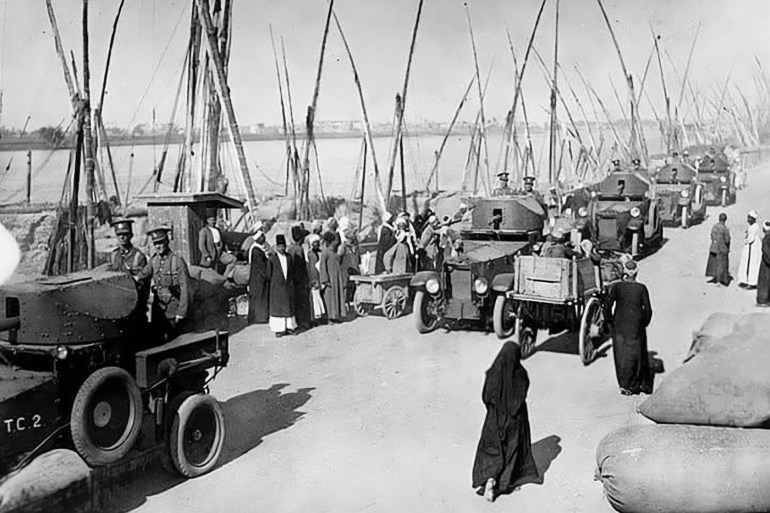 1st December 1924: British tanks passing along the Nile at Old Cairo Quay. (Photo by Hulton Archive/Getty Images)