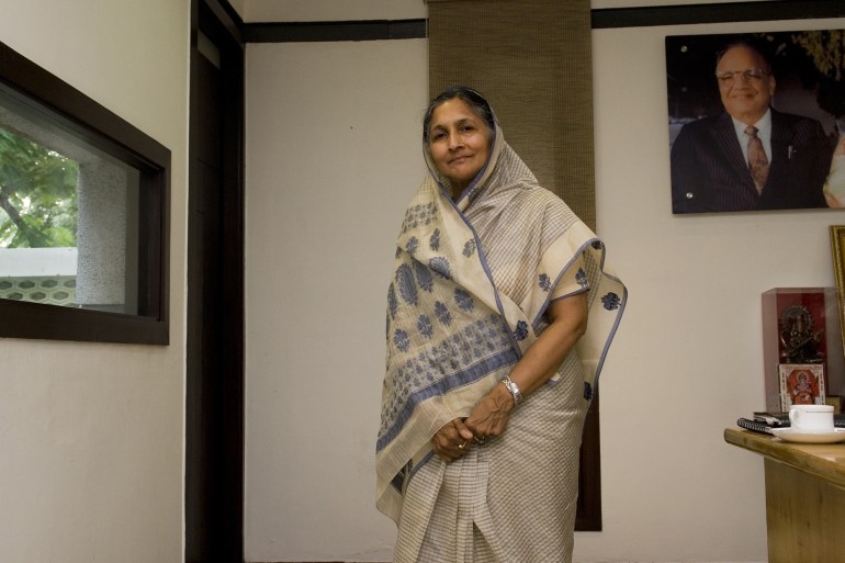 Savitri Jindal, Non-Executive Chairperson, Jindal Steel & Power Limited, during election campaign غيتي