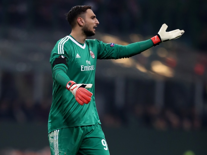 MILAN, ITALY - MARCH 08: Gianluigi Donnarumma of AC Milan during the UEFA Europa League Round of 16 match between AC Milan and Arsenal at the San Siro on March 8, 2018 in Milan, Italy. (Photo by Catherine Ivill/Getty Images)
