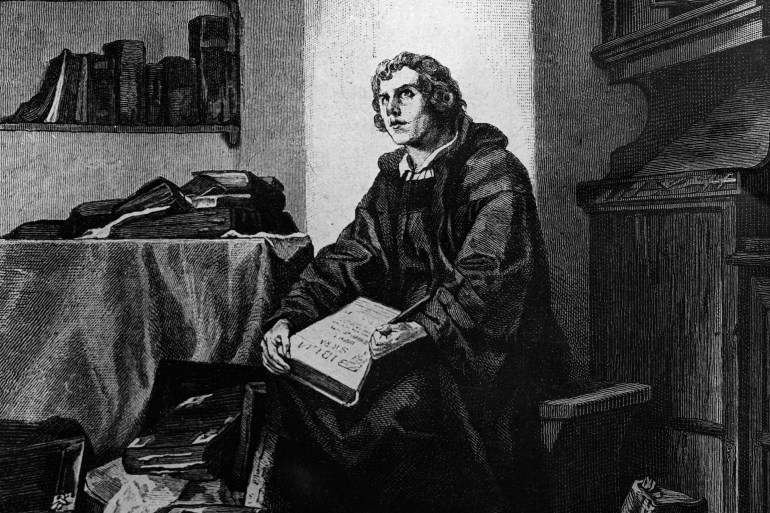 (Eingeschränkte Rechte für bestimmte redaktionelle Kunden in Deutschland. Limited rights for specific editorial clients in Germany.) Luther, Martin - Priest, Reformer, D *10.11.1483-18.02.1546+ - Portrait in his room on the Wartburg - undated, about 1930 Vintage property of ullstein bild (Photo by ullstein bild/ullstein bild via Getty Images)