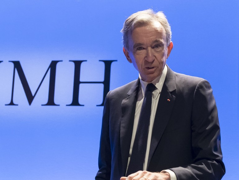 epa07330221 CEO of French luxury goup LVMH, Bernard Arnault attends a new conference to present the group's annual results, in Paris, France, 29 January 2019. According to reports, the world's leading luxury products group, recorded 46.8 billion euros revenue in 2018, 10 percent more than in the previous year. EPA-EFE/IAN LANGSDON