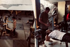 شاهد.. شباب غزة يمارسون رياضة رفع الأثقال تحت الأنقاض