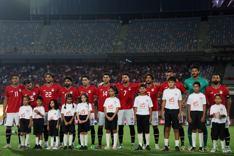 Soccer Football - African Cup of Nations Qualification - Group C - Egypt v Cape Verde - Cairo International Stadium, Cairo, Egypt - September 6, 2024 Egypt players line up before the match REUTERS/Amr Abdallah Dalsh