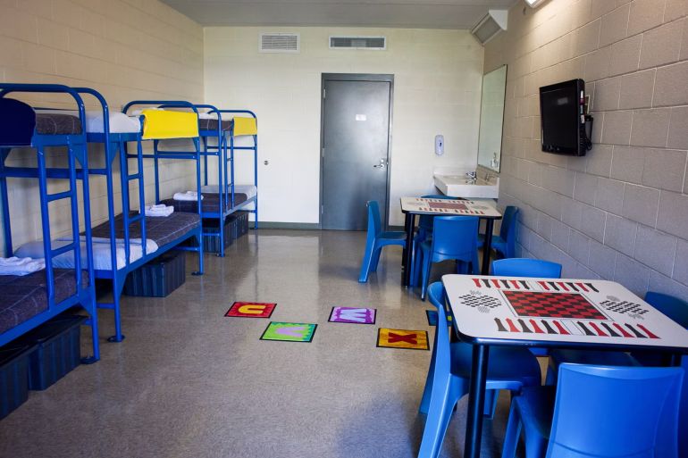 KARNES CITY, TX - JULY 31: The Karnes County Residential Center is viewed on July 31, 2014 in Karnes City, Texas. The civil facility is being used by U.S. Immigration and Customs Enforcement (ICE) to accomodate the increase of adults with children who have been apprehended illegally crossing the Southwest border. (Photo by Drew Anthony Smith/Getty Images)