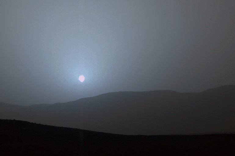 NASA's Curiosity Mars rover recorded this view of the sun setting at the close of the mission's 956th Martian day, or sol (April 15, 2015), from the rover's location in Gale Crater. NASA/JPL-Caltech/MSSS/Texas