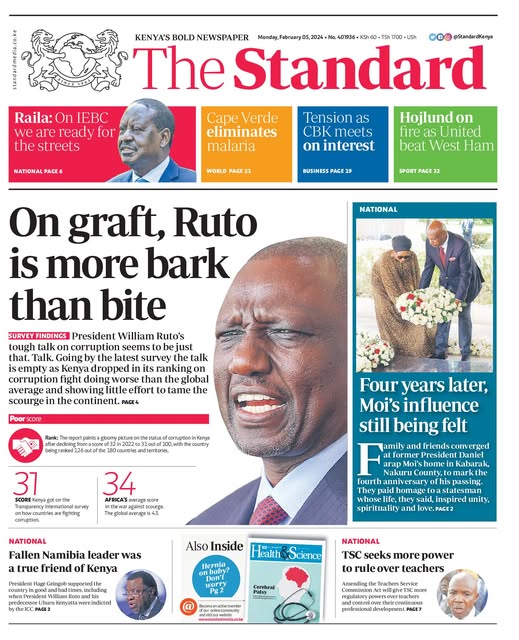 ليست المرة الأولى التي تهاجم فيها صحيفة ستادرد الرئيس روتو بكلمات قاسية