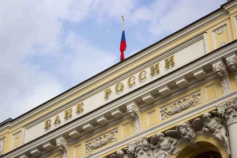 MOSCOW, RUSSIA - 2023/04/11: The Central Bank of the Russian Federation, also known as the Bank of Russia, is seen in Moscow. In early April, Russian ruble has weakened, falling to the lowest level against the U.S. dollar in 2023. Elvira Nabiullina, the head of the central bank, said that the weakening of the ruble was due to a decline in exports and a decline in oil prices. Nabiullina also predicted that the recent rise in oil prices will help strengthen the Russian ruble in the near future. (Photo by Vlad Karkov/SOPA Images/LightRocket via Getty Images)